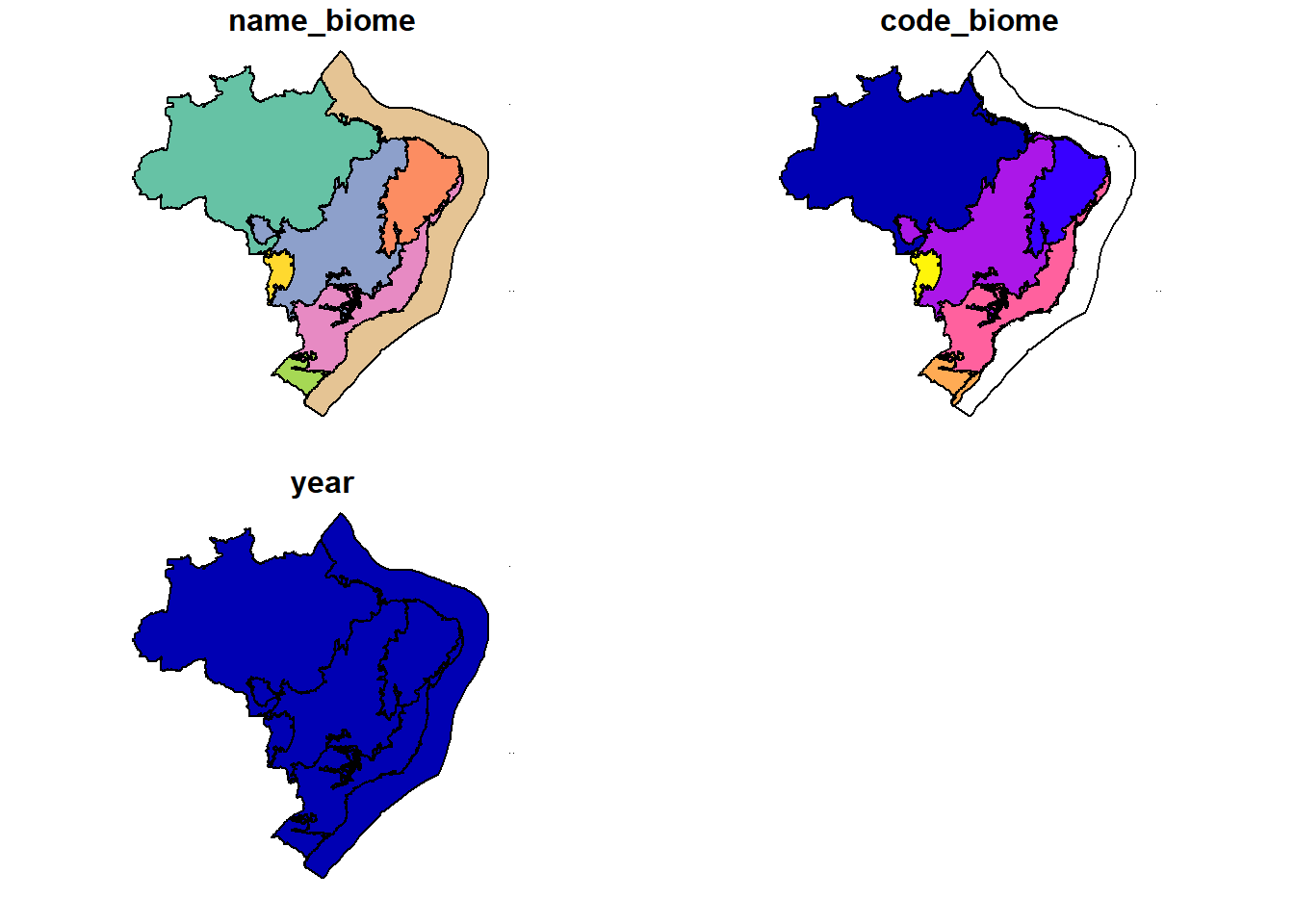 Mapa para cada coluna da tabela de dados