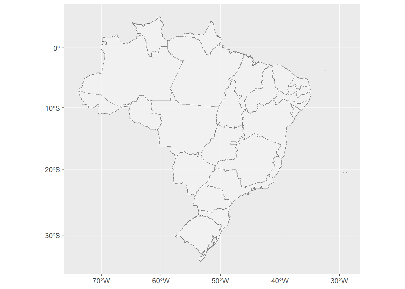 Mapa do Brasil com os limites das Unidades das Federações