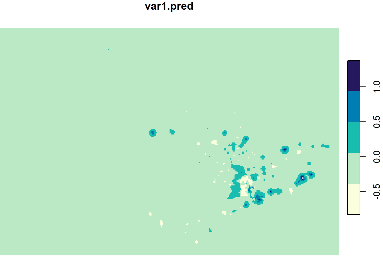 Resultado da interpolação por Krigagem Ordinária, com valores transformados