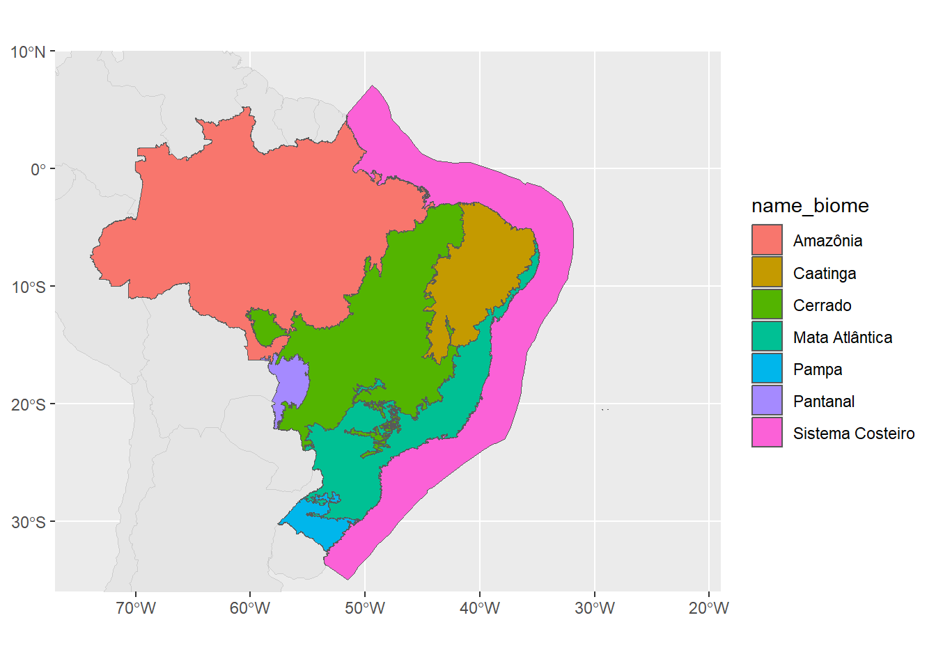 Mapa base ajustada à camada de biomas