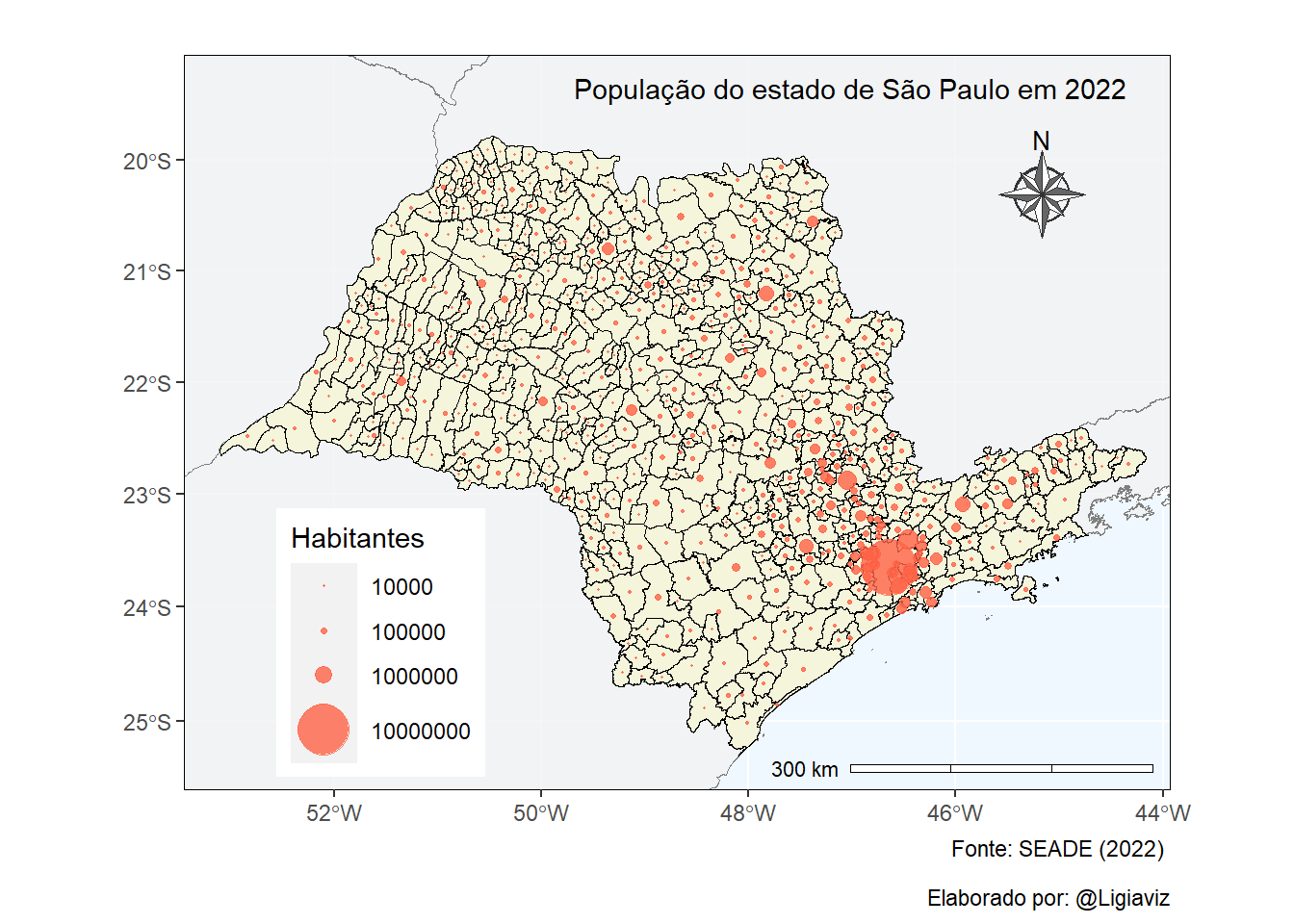 Com a seta do Norte