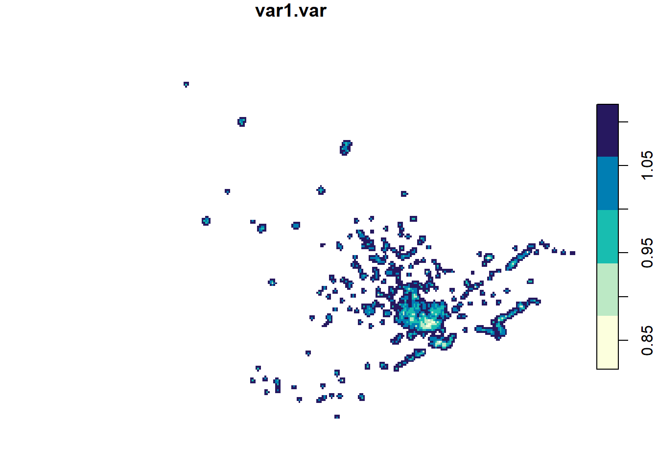 Variância da interpolação por Krigagem Ordinária